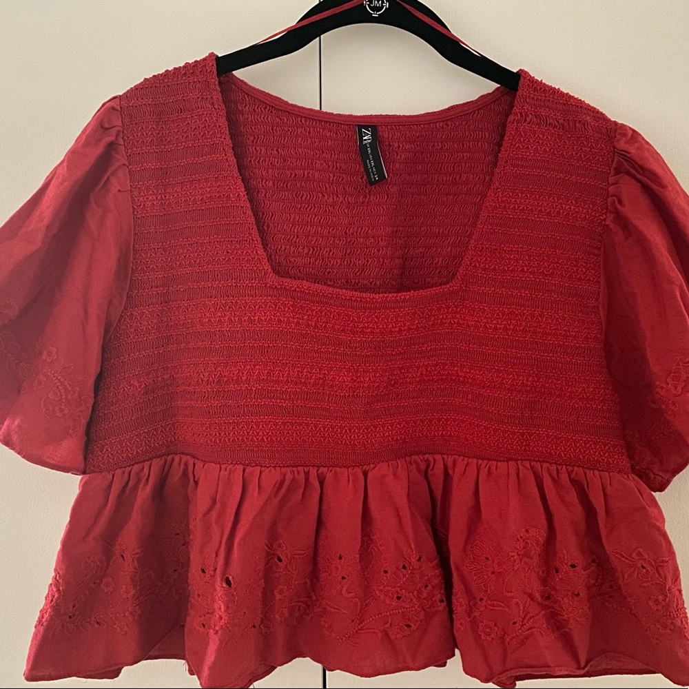 Zara red blouse